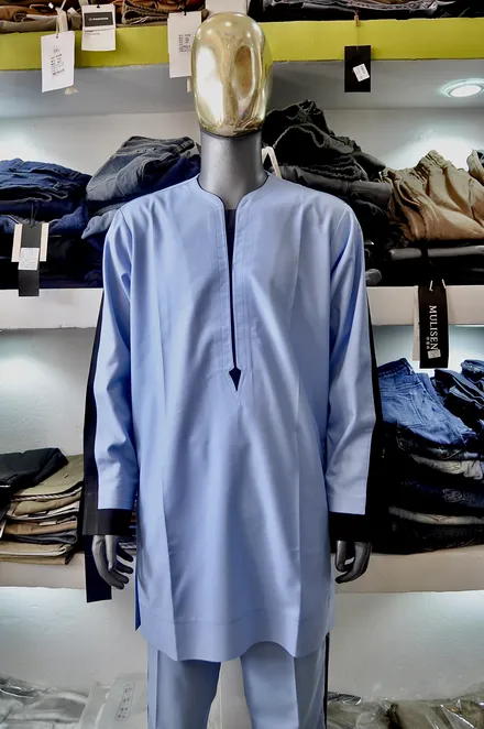 SND Clothing Design powder blue bespoke kaftan set